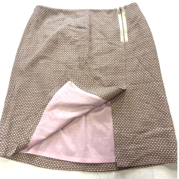 ANN TAYLOR Women's Skirt sz10 Mini Pink Ivory Wool Blend Lined Side Zip … - Picture 2 of 12